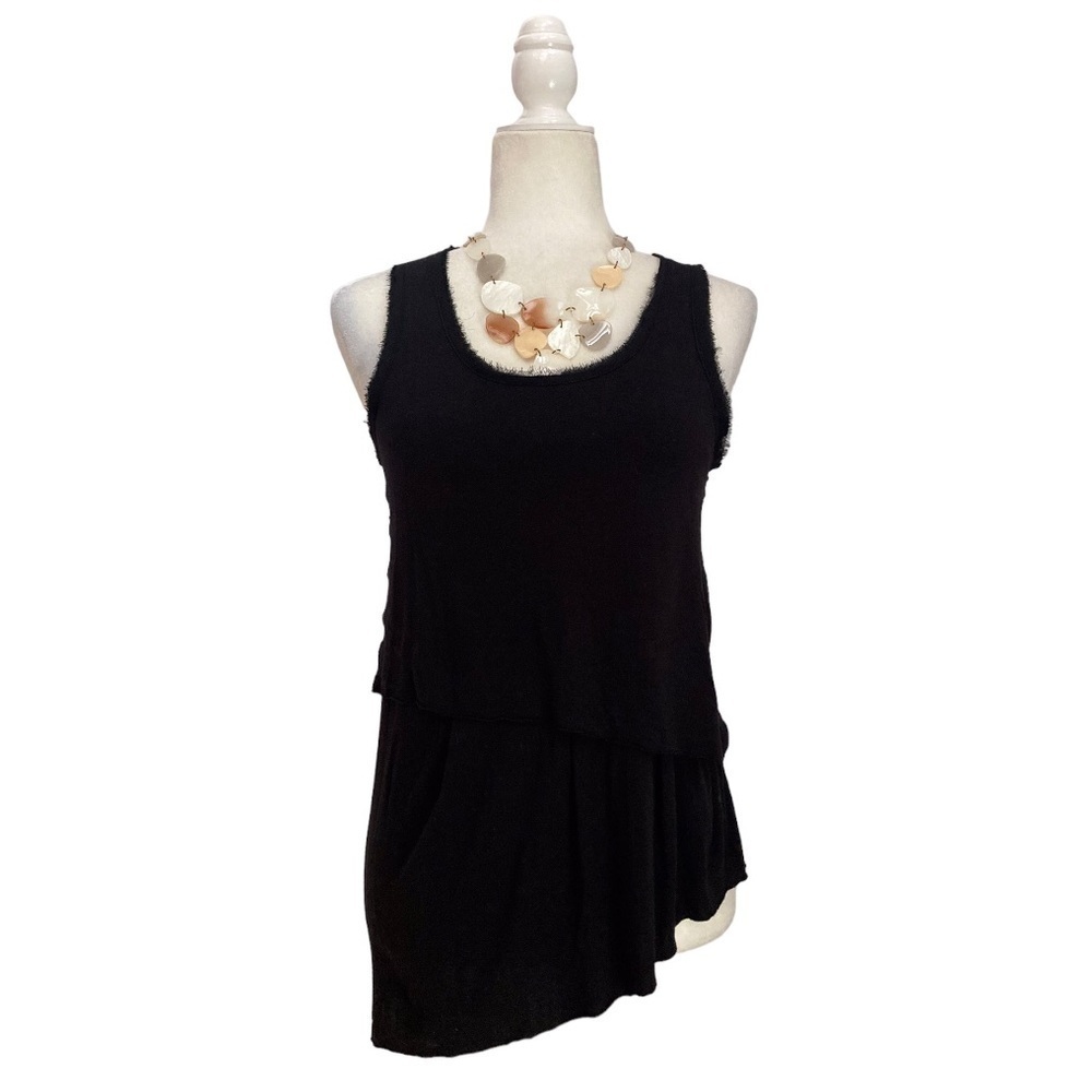 rag & bone Asymmetrical Tiered Tank Sleeveless Top in Black